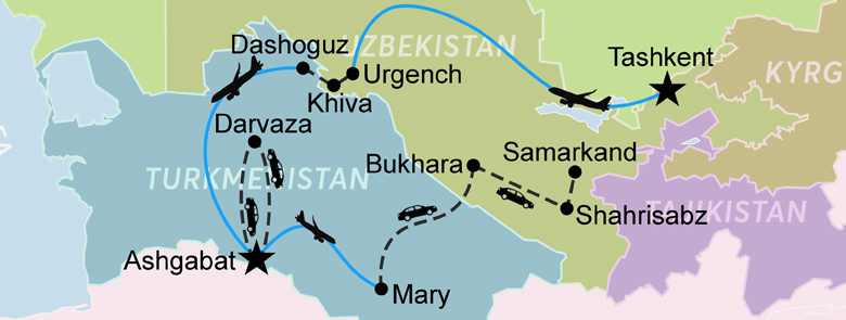 Khiva to Dashoguz border route